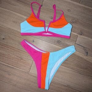 Zaful Colorblock Bikini Set